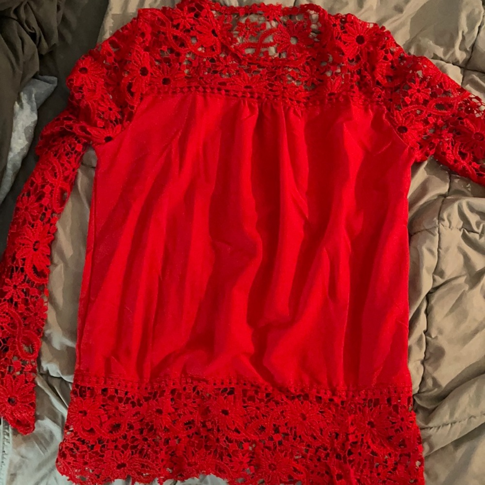 Red lace tunic